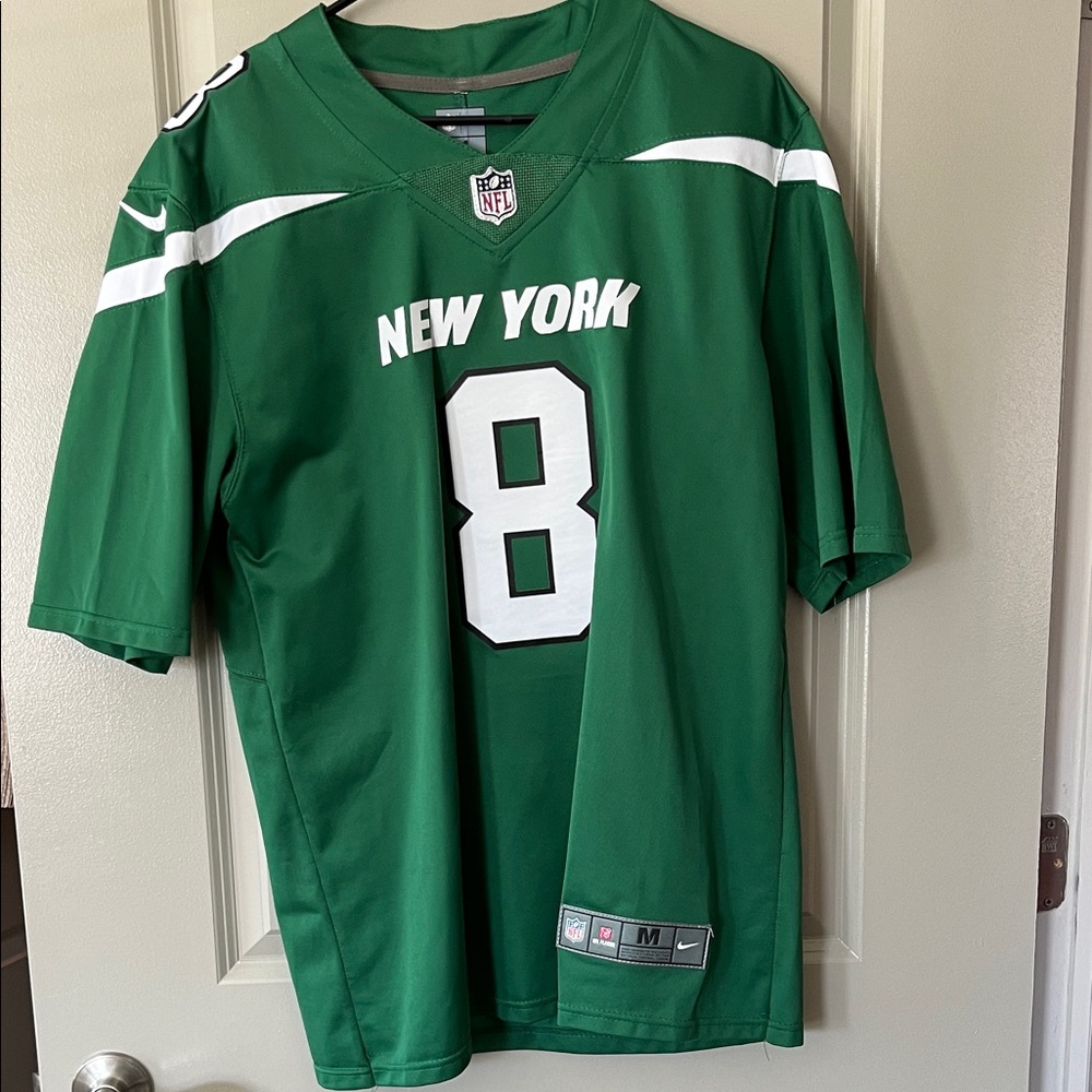 Aaron Rodger’s Nike Green New York Jets  #8 Football Jersey with White Accents